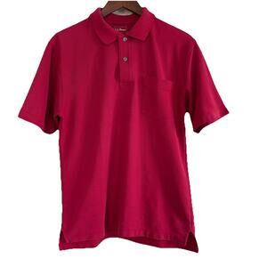 L.L. Bean Polo Golf Shirt Men’s Small Red Short Sleeve Pocket Cotton 242373
